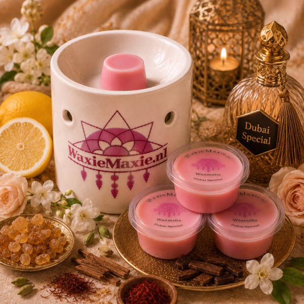 Waxmelts Dubai Special van Waxiemaxie.nl is een uitgesproken geur met een warme, oosterse uitstraling. Deze geur is perfect voor
